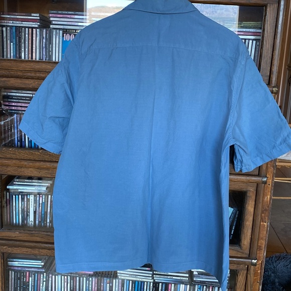 CRAZY HORSE Blue 100% Silk Short-Sleeve Button-Down Shirt Size XL - Picture 3 of 10